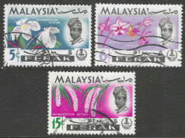Perak (Malaysia). 1965-68 Orchids. 5c, 6c, 15c Used. SG 165, 166, 168. M5151 - Maleisië (1964-...)