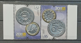 2022 - Portugal - MNH - 20 Years Of EURO Currency - 2 Stamps + Block Of 1 Stamp (Embossed) - Blocks & Kleinbögen
