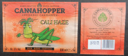 Bier Etiket (8p5), étiquette De Bière, Beer Label, Cannahopper Cali Haze Brouwerij Vliegende Paard Brouwers - Bier