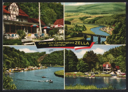 AK Zella / Hedemünden, Campingplatz Mit Gasthaus, Motorboote Auf Dem Fluss  - Sonstige & Ohne Zuordnung