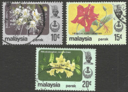 Perak (Malaysia). 1979 Flowers. 10c, 15c, 20c Used. SG 187, 188, 189. M5153 - Malaysia (1964-...)
