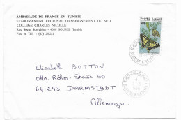 Tunisie 1996, Lettre Avec Timbre Papillons Seul (SN 3042) - Tunisia