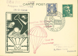 Essai Parachutage Polygone Vincennes 14 2 1946 Exposition Philatélique Prisonnier Paris Stalag 15 FE 46 - 1927-1959 Lettres & Documents