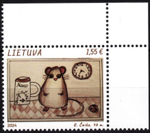 LITHUANIA 2024-05 ART Child's Drawing: Pet Mouse. CORNER, MNH - Knaagdieren