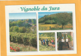 CPM. MULTIVUES  "   VIGNOBLE DU JURA  " + BOUTEILLES " EAU DE VIE DU JURA & CHATEAU CHALON "  ECRITE AU VERSO - Autres & Non Classés