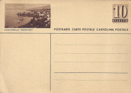 *SUISSE - CARTE ENTIER POSTAL Illustré MONTREUX-TERRITET Avec 10cts Chiffre Vert - Stamped Stationery