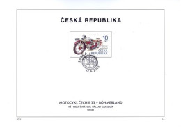 First Day Sheet 768 Czech Republic Motorcycle Cechie - Böhmerland 2013 - Moto