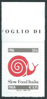 Italia, Italy, Italie, Italien 2016; Slow Food Italia, Nel 30°: Food And Wine. Symbol. Bordo Superiore. - Ernährung