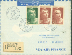 Recommandé Paris Aviation 7 12 52 Vignette Air France Par Voyage D'étude France Antilles Amérique Du Sud Pour Colombie - 1927-1959 Briefe & Dokumente