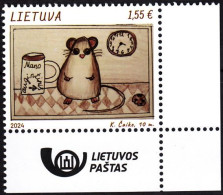 LITHUANIA 2024-05 ART Child's Drawing: Pet Mouse. Logo CORNER, MNH - Rodents