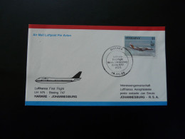 Lettre Premier Vol First Flight Cover Harare Zimbabwe To Johannesburg Boeing 747 Lufthansa 1993 - Zimbabwe (1980-...)