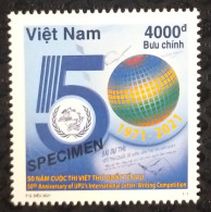 Vietnam Viet Nam MNH Specimen Stamp 2021 : 50th Ann. Of The UPU International Letter Writing Contest (Ms1150) - Vietnam