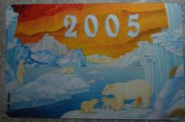 Petit Calendrier De Poche Plastifié  2005 Ours Blanc Banquise Tulle Corrèze Format Carte Bleue - Kleinformat : 2001-...