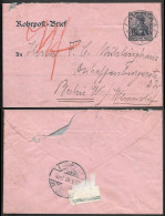 Germany Berlin Rohrpost 30Pf Postal Stationery Cover Mailed 1910 - Lettres & Documents