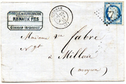 Ardennes - LAC Affr N° 60C Obl GC 177 Tàd T 17 Givonne (bureau Remplaçant D'Alsace-Lorraine) - 1849-1876: Période Classique