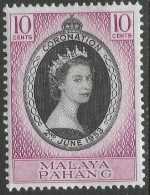 Pahang (Malaysia). 1953 QEII Coronation. 10c MH. SG 74. M5156 - Pahang