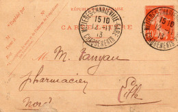 Ardennes - Carte-lettre 10c Semeuse Obl Tàd Type 1904 Mézières-Charleville-Gare Chargements - 1877-1920: Semi Modern Period