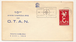 FRANCE - Env. Illustrée Type FDC - 20f Europa OMEC Fontainebleau - 10eme Anniversaire De L'Alliance Atlantique 4/4/1959 - Maschinenstempel (Werbestempel)