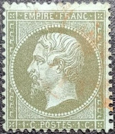 N°19 Napoléon 1c Vert-olive. Cachet Discret Rouge. Superbe. T.B... - 1862 Napoléon III