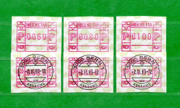 SUISSE Svizzera **/° 1993 -  FRAMA - ATM. - Zum. 9. Mi. 5y. Serie . 60-80-1,00  MNH**/ Obliterer. ( BERN 2/11/1993 ) - Automatenmarken