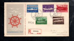 PAYS BAS LETTRE RECOMMNDEE SERIE NAVIRES 1957 - Schiffe