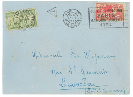 P3508 - FRANCE. 27.5.1924 SLOGAN CANCEL 25CT. FRANKING, BUT, TAXED ON ARRIVAL, DUE TO THE WEIGHT!!! 40 CENT. - Ete 1924: Paris