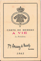 1963 - ASSOCIATION DE LA NOBLESSE DU ROYAUME DE BELGIQUE 96 Rue Souveraine Bruxelles  - Carte De Membre à Vie - Membership Cards