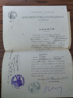 Arrêté De Châtellerault Et Acte De Décès 1922 - Decreti & Leggi