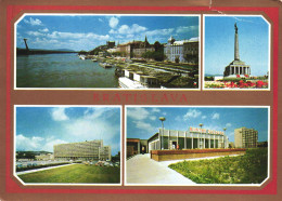 BRATISLAVA, MULTIPLE VIEWS, ARCHITECTURE, SHIP, MONUMENT, CARS, SLOVAKIA, POSTCARD - Slovakia