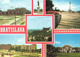 BRATISLAVA, MULTIPLE VIEWS, ARCHITECTURE, STATUE, PARK, CHILDREN, PALACE, SLOVAKIA, POSTCARD - Slovacchia
