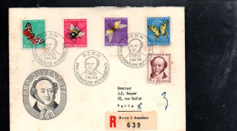 SUISSE LETTRE FDC 1954 PRO JUVENTUTE - PAPILLONS POUR LA FRANCE - Lettres & Documents