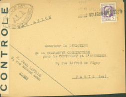 Guerre 40 YT N°216 Marianne D'Alger Oblitération Alger Gare Section Avion Censure Bande + Cachet ALA = Libération Alger - 2. Weltkrieg 1939-1945