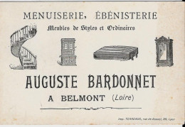 MENUISERIE - ÉBÉNISTERIE  AUGUSTE BARDONNET  A BELMONT (LOIRE) - Cartes De Visite