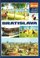 BRATISLAVA, MULTIPLE VIEWS, ARCHITECTURE, RESORT, CARS, TENT, CHILDREN, EMBLEM, SLOVAKIA, POSTCARD - Slovakia