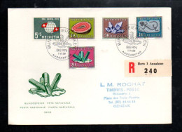 SUISSE LETTRE FDC RECOMMANDEE 1959 PRO PATRIA - MINERAUX - Mineralen