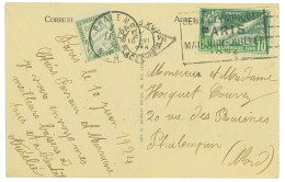 P3517 - FRANCE , 10.6.24 DURING GAMES, SLOGAN CANCEL PLACE CHOPIN, TO PHALEMPIN, TAXED ON ARRIVAL - Estate 1924: Paris