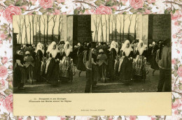 29 PLOUGASTEL Promenade Des Mariés Autour De L'église Animée CPA Précurseur Stéréo Cliché Ant.1903 Villard - Plougastel-Daoulas