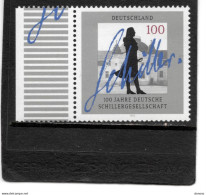 ALLEMAGNE 1995 Société Schiller, Silhouette Et Signature Du Poète Yvert 1624, Michel 1792 NEUF** MNH - Unused Stamps