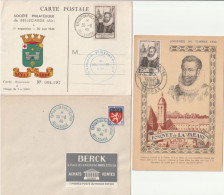 Exposition Philatélique, Bellegarde 21/9/46 Carte Et Enveloppe + Carte 1er Jour Journée Du Timbre. Collection BERCK. - Covers & Documents