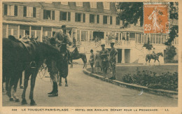 * TOUQUET PARIS PLAGE * HOTEL DES ANGLAIS * DEPART POUR LA PROMENADE * CHEVAUX * ANIMEE * 326 * EDIT. L.L. - 1934 - Le Touquet