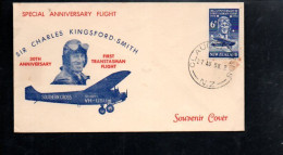 NOUVELLE ZELANDE FDC 1958  AVIATION 1 ER VOL EN TASMANIE - FDC