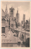 CPA CARTE POSTALE BELGIQUE GAND GENT EGLISE SAINT-NICOLAS BEFFROI EGLISE SAINT-BAVON 1950 - Autres & Non Classés