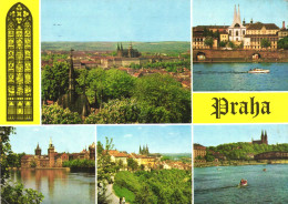 PRAGUE, MULTIPLE VIEWS, ARCHITECTURE, CHURCH, TOWER, BOAT, BRIDGE, CZECH REPUBLIC, POSTCARD - Tchéquie