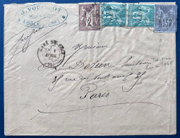 Lettre Tricolore Sage N°63 X2, 77 & 85 Oblitérés Càd " GARE DE DOLE " Le 77 Variété Trait Au Lieu De SAGE INV !!  Rare - 1876-1878 Sage (Type I)