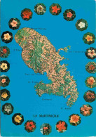 Martinique - Carte Géographique - Fleurs - CPM - Carte Neuve - Voir Scans Recto-Verso - Autres & Non Classés