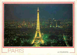 75 - Paris - Tour Eiffel - Le Palais De Chaillot - Le Quartier De La Défense - Vue Aérienne - Vue De Nuit - Carte Neuve  - Tour Eiffel