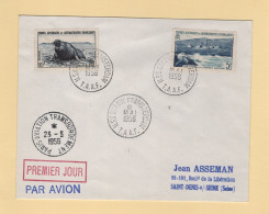 TAAF - Iles St Paul Et Amsterdam - 8 Mai 1956 - Par Avion Destination France - Premier Jour - Brieven En Documenten
