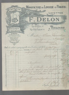 Toulouse Facture 1912  F.DELON  Lingerie Et Tabliers   (PPP47486) - 1900 – 1949