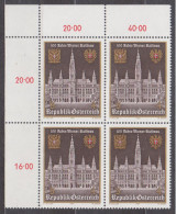 1983 , Mi 1752 ** (1) - 4er Block Postfrisch - 100 Jahre Wiener Rathaus - Ungebraucht