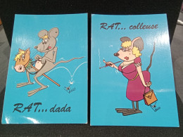 CP -  SERIE  Nous Les Rats  "   Rat ..dada  Et ..colleuse    "  "  Net    2 Lot De 2 - VIARD - Sonstige & Ohne Zuordnung